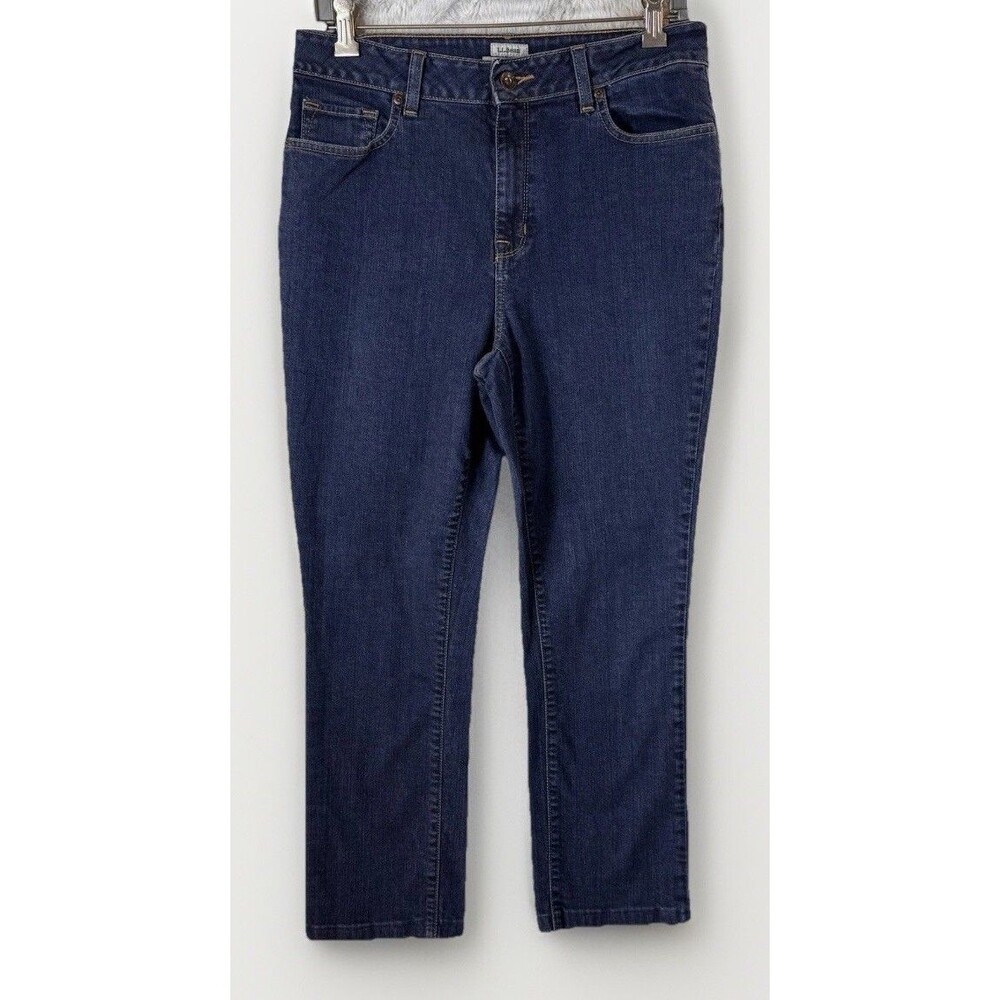 L.L.‎ Bean Classic Fit Jeans size 10 Blue Denim Straight Leg 284078 Stretch Y2K